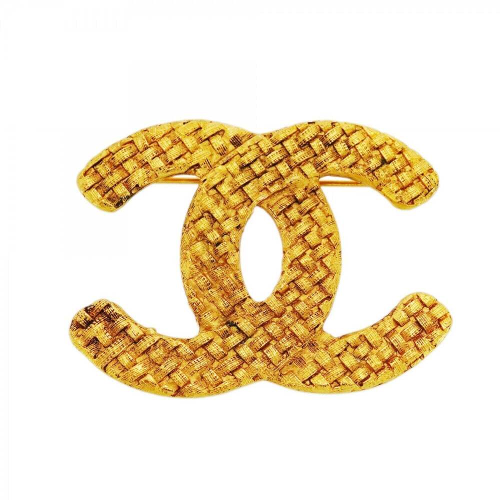 CHANEL Gold Logo Brooch - Picture 1 of 7